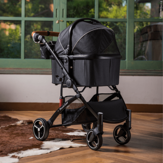 Piccolocane Carino2 Luxury Dog, Pet Stroller & Carry Cot - Black