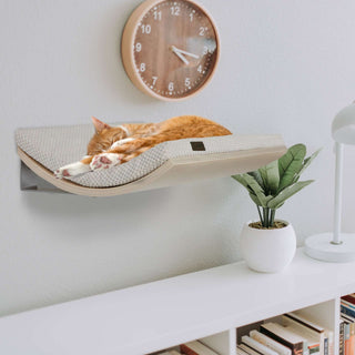 The CHILL Cat Shelf Perch by Cosy & Dozy – Maple Wood (Multiple Cushion Colours Available)
