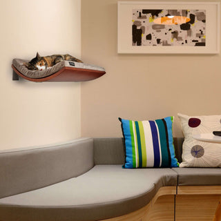 The CHILL Cat Shelf Perch by Cosy & Dozy – Walnut (Multiple Cushion Colours Available)