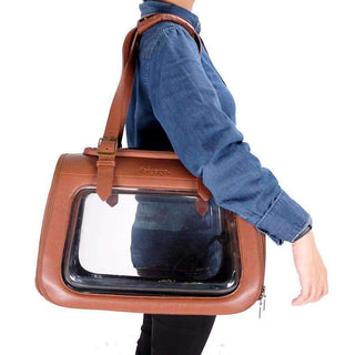 Ibiyaya Portico Deluxe Dog & Cat Transporter Shoulder Bag Carrier - Brown