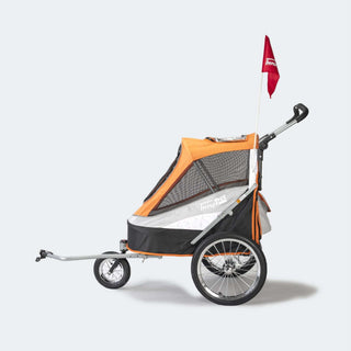 Innopet Sporty Dog Stroller (and Bike Trailer!) - Free Rain Cover - 2 Year Warranty Included - Orange & Black